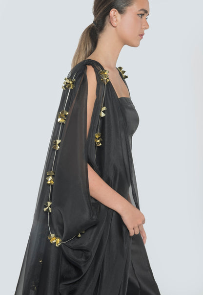 Embroidery Draped Sleeveless Abaya