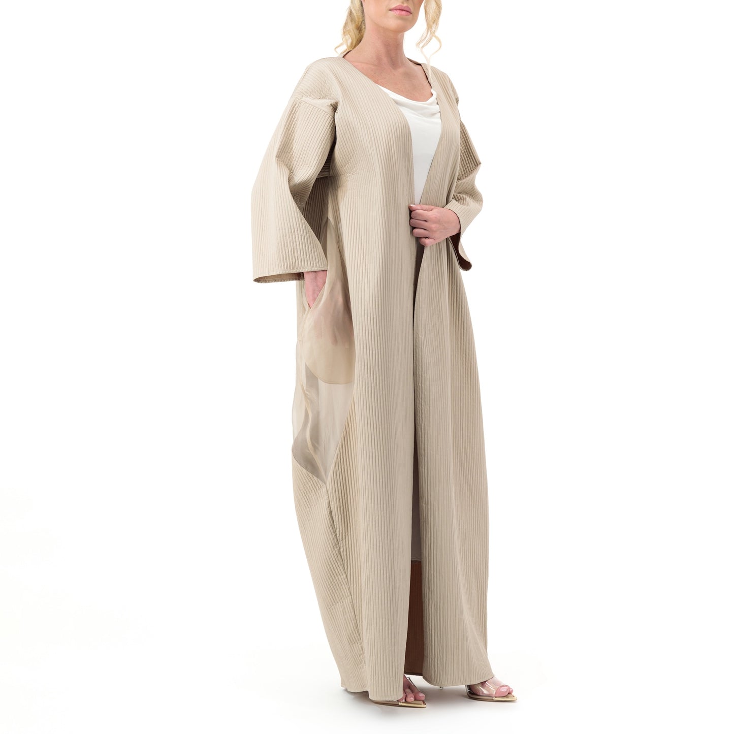 Slanted Shoulder Jacquard Abaya