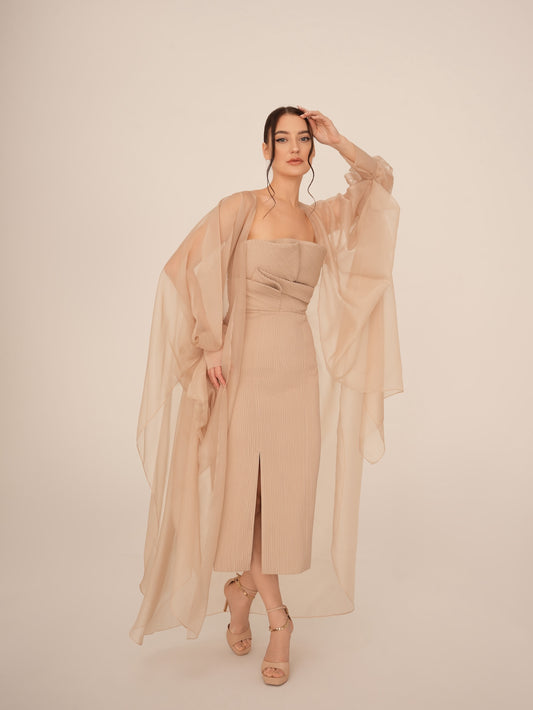 Double Wings Strapless Dress with Luna Abaya